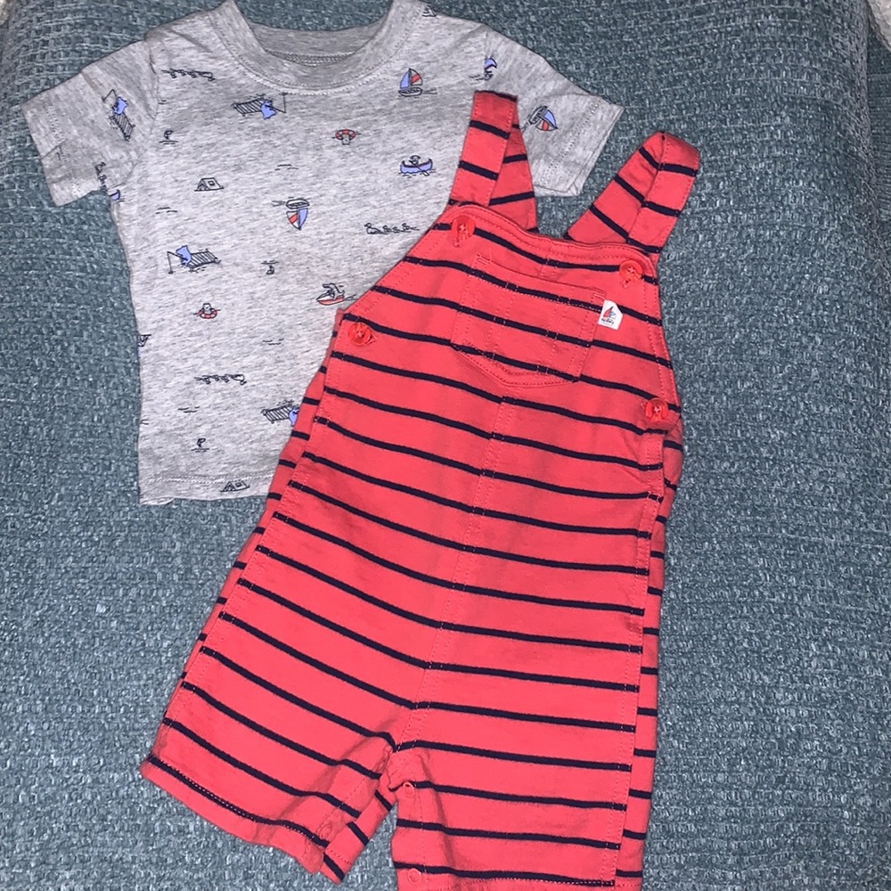 Like New!  Carter’s Overalls and Graphic Tee